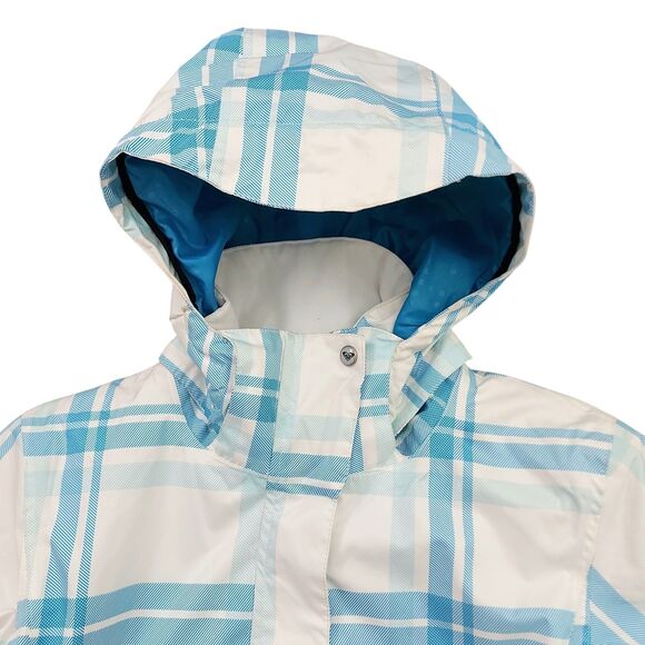 Roxy Snow Jacket Womens Large White Blue Hooded Insulated Snowboarding Outdoor - Picture 2 of 14
